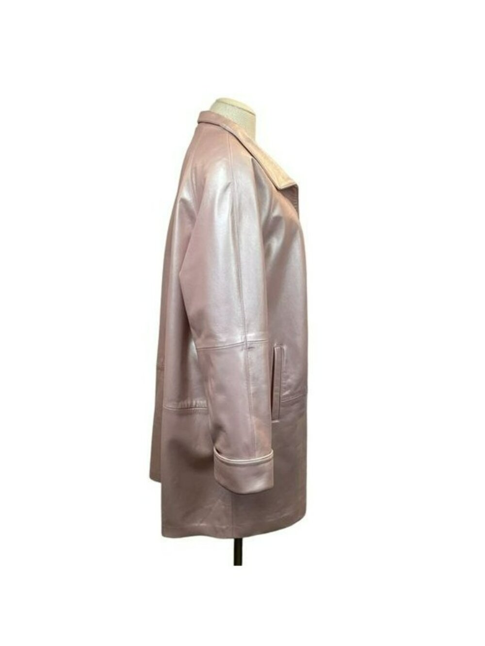 Dero By Rocco DAmelio Womens Pink Leather Coat Medium Button Front Made In USA - Picture 3 of 16